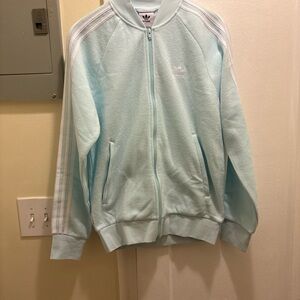 Men’s Adidas Light Blue fleece Track Jacket size medium